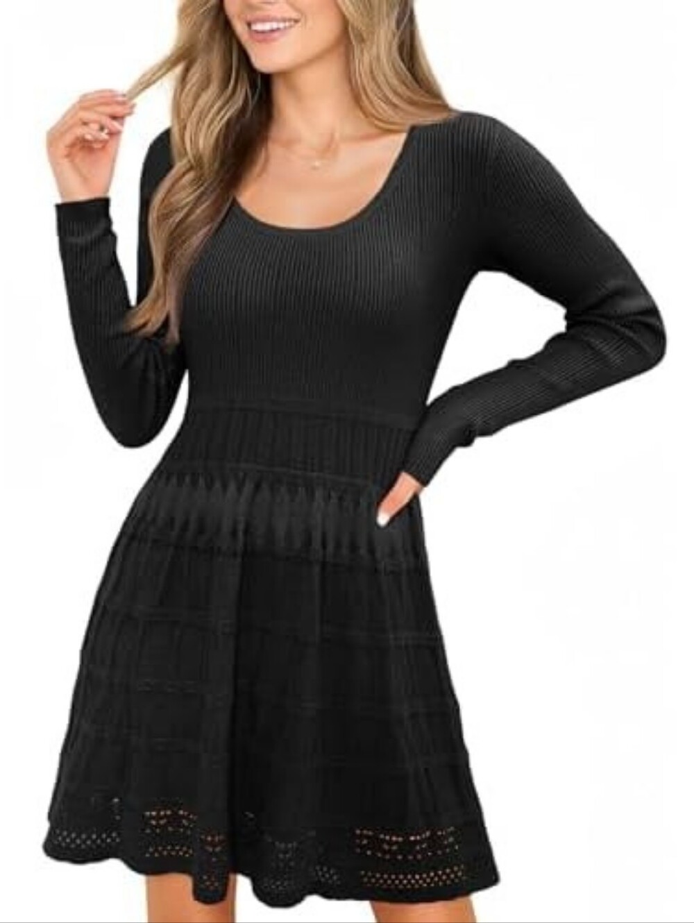 NWT Black Long-Sleeve Knit Dress M